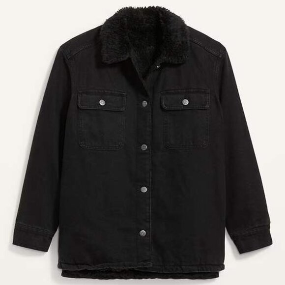 OLD NAVY SHERPA-LINED JEAN SHACKET - Picture 1 of 2
